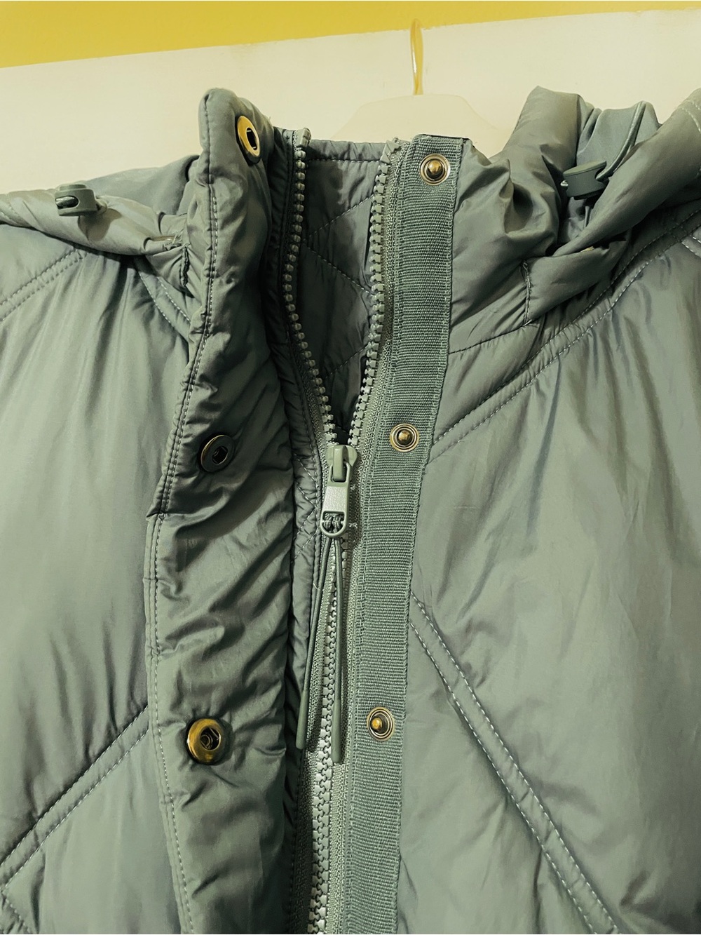MOTHER Diamond-Quilt Hooded Puffer Jacket Cotton On The mother Puffer Green Med - Picture 6 of 10
